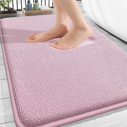 OLANLY Thick Memory Foam Bath Mat Rug 30x20, Extra Soft Absorbent Bathroom Rug, Quick Dry Bath Mats, Non-Slip, Machine Washable Carpet for Bathroom, Tub and Shower, Home Decor Accessories, Dusty Rose