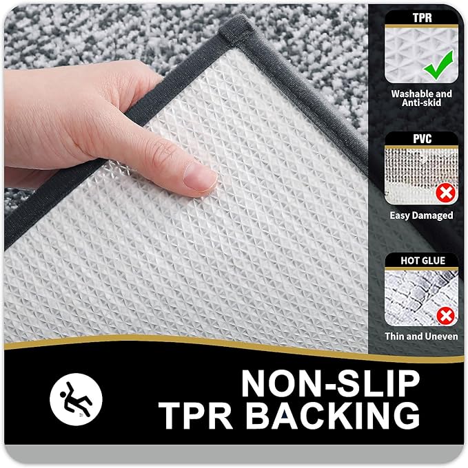 OLANLY Bathroom Rugs 30x20, Extra Soft and Absorbent Microfiber Bath Mat, Non-Slip, Machine Washable, Quick Dry Shaggy Bath Carpet, Suitable for Bathroom Floor, Tub, Shower (Medium, Dark Grey)