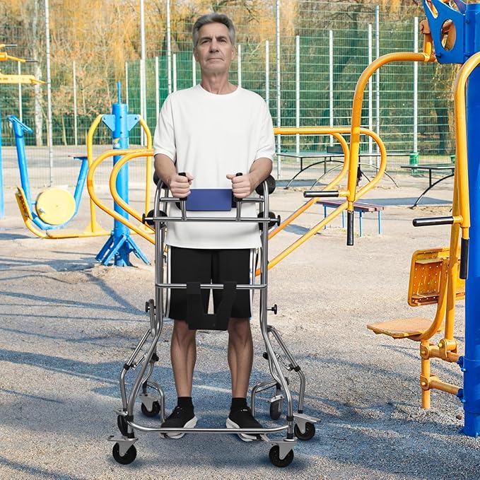 Walker, Walkers for Seniors, Hemiplegia Rehabilitation Standing Frame, Walker Aid for The Disabled, Walking Assistance Devices, Anti Recline, Lower Limb Training, Adjustable Width and Height