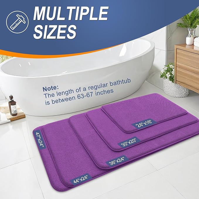 OLANLY Thick Memory Foam Bath Mat Rug 30x20, Extra Soft Absorbent Bathroom Rug, Quick Dry Bath Mats, Non-Slip, Machine Washable Carpet for Bathroom, Tub and Shower, Home Decor Accessories, Purple