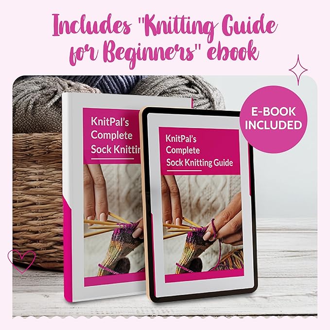 KnitPal 24-in(60cm) Metal Circular Knitting Needles Set Two Circular Method - 12 Pcs, 6 US Sizes: 0/2mm,1/2.25mm,1.5/2.5mm,2/2.75mm,3/3.25mm,4/3.5mm - Free Patterns & eBook for Knitters