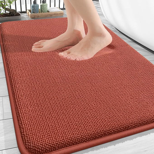 OLANLY Thick Memory Foam Bath Mat Rug 30x20, Extra Soft Absorbent Bathroom Rug, Quick Dry Bath Mats, Non-Slip, Machine Washable Carpet, Tub and Shower, Home Decor Accessories, Rustic Terracotta