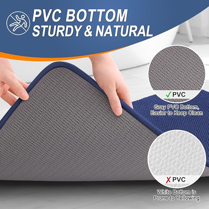 OLANLY Thick Memory Foam Bath Mat Rug 36x24, Extra Soft Absorbent Bathroom Rug, Quick Dry Bath Mats, Non-Slip, Machine Washable Carpet, Tub and Shower, Home Decor Accessories, Twilight Sapphire