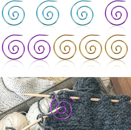 JJUNW 9Pcs Spiral Cable Knitting Needle, Circular Knitting Needles, Spiral Cable Needle, Knitting Tool for Yarn Sewing Knitting Beginners, Cable Needle Shawl Pin for Knitting Bent Tapestry Needles