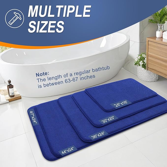 OLANLY Thick Memory Foam Bath Mat Rug 36x24, Extra Soft Absorbent Bathroom Rug, Quick Dry Bath Mats, Non-Slip, Machine Washable Carpet for Bathroom, Tub and Shower, Home Decor Accessories, Royal Blue