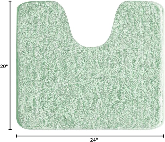 Suchtale Bathroom Contour Rug Non Slip Bath Mat Water Absorbent Soft Microfiber Shaggy Bathroom Mat Machine Washable Bath Rug for Bathroom Thick Plush U Shape Toilet Rug (20 x 24, Pale Green)