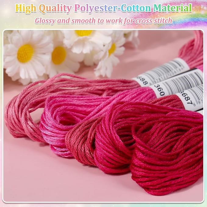 Paxcoo 447 Colors Embroidery Floss Cross Stitch Thread Friendship Bracelet Making String with Needles