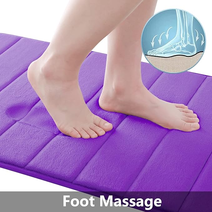 Buganda Memory Foam Bath Mat, 70" x 24", Ultra Soft and Non-Slip Bathroom Rugs, Water Absorbent and Machine Washable Bath Rug Runner for Bathroom, Shower, and Tub, Purple