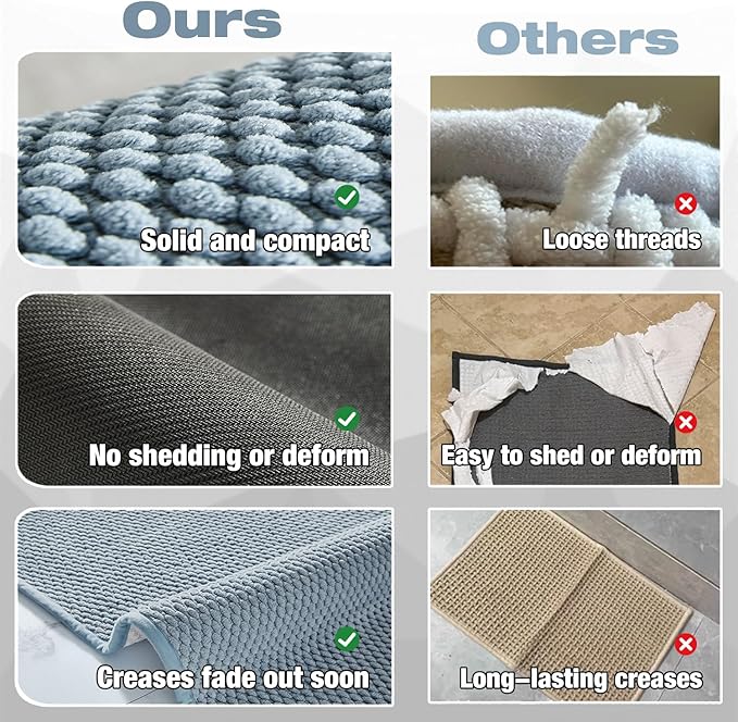 Bathroom Runner Rug, Long Bath Mat Washable Thin Quick Dry Low Pile Bathroom Runner Rugs Non Slip, Denim Blue 24"x70"