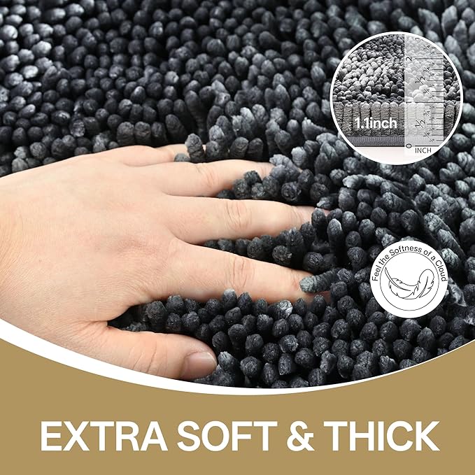 Bathroom Rug Mat 48x72, Thick Soft Chenille Bath Rug Washable, Quick Dry Absorbent Non Slip Bath Mat with Rubber Backing for Bathtub Shower Floor