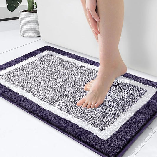 OLANLY Bathroom Rugs 24x16, Extra Soft and Absorbent Microfiber Bath Mat, Non-Slip, Machine Washable, Quick Dry Shaggy Bath Carpet, Suitable for Bathroom Floor, Tub, Shower (Small, Purple)