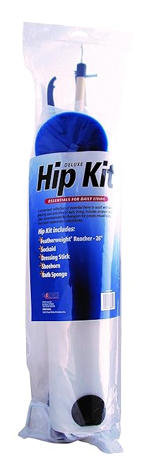 RMS Deluxe 5-Piece Hip Knee Replacement Kit - Ideal for Recovering from Hip Replacement, Knee or Back Surgery, Mobility Tool for Moving and Dressing (32 Inch Reacher)