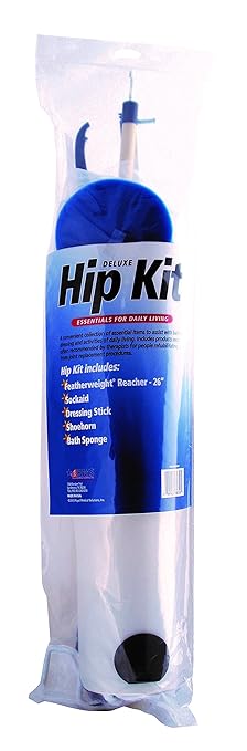 RMS Deluxe 5 Piece Set Hip Kit - Ideal for Recovering from Hip Replacement, Knee or Back Surgery, Mobility Tool for Moving and Dressing (26 Inch Reacher)