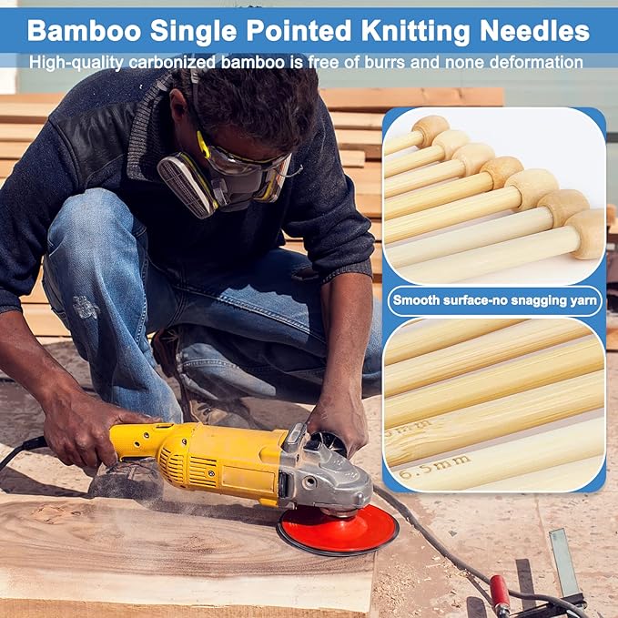 Coopay Knitting Kit for Beginners 71pcs | 2mm-10mm Single Pointed Knitting Needles Set | Bamboo Knitting Set with Yarn | Straight Knitting Needles with Storage Case, Knitting Accessories
