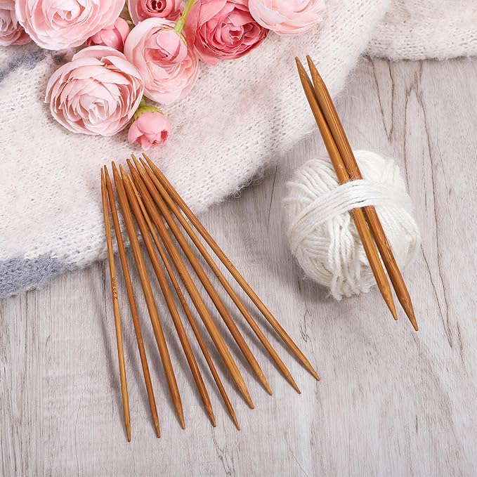 55 Pcs Double Pointed Knitting Needles Set, Bamboo Knitting Needles in 11 Sizes 13cm/5.1in Double Pointed Needle for Beginners,Making Sweater,Scarf,Sock,Weave