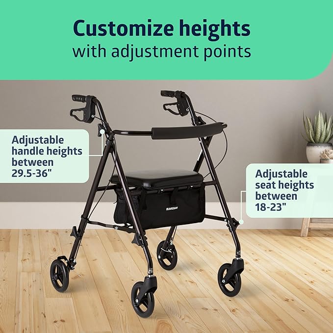 Medline Superlight Aluminum Rollator, Black - Ultra-Lightweight, Foldable & Durable Mobility Walker