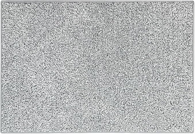 HDFK Bath Mat Non Slip 24x16 Inches 2 Tone Chenille Soft Medium Pile with TPR Backing | Absorbent Shower Rug | Light Gray Stain Hiding Bathroom Rugs for Wet Dry Transition Zone Front Decor