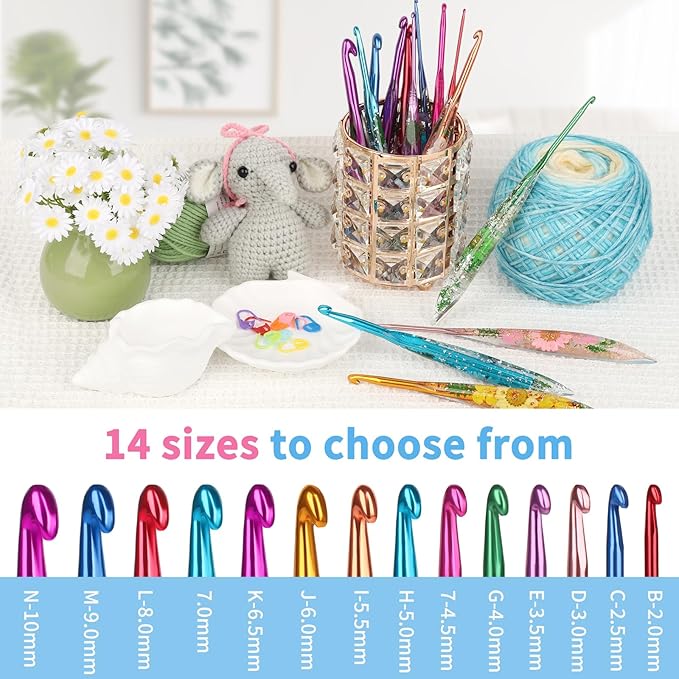 Coopay Crochet Hooks, 4mm Ergonomic Crochet Hook with Floral Plastic Grips, Stylish and Unique, Ideal for Crocheting Blankets, Dolls, Shawls, Hats, Scarves (G-4.0mm)