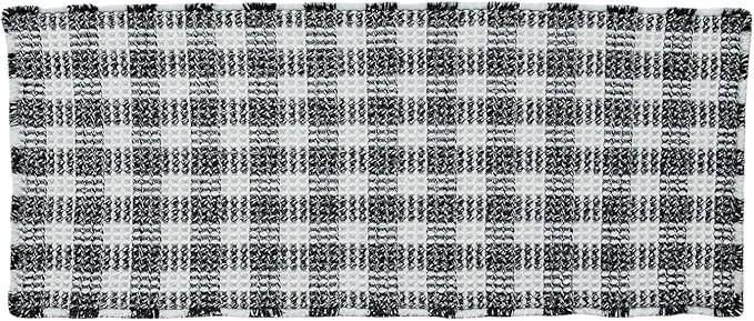 Waffle Bath Mat, Boho Bathroom Rugs Non Slip Washable Absorbent Checkered Bathroom Mat Quick Dry Farmhouse Bathroom Decor, 48"x24" Black and White