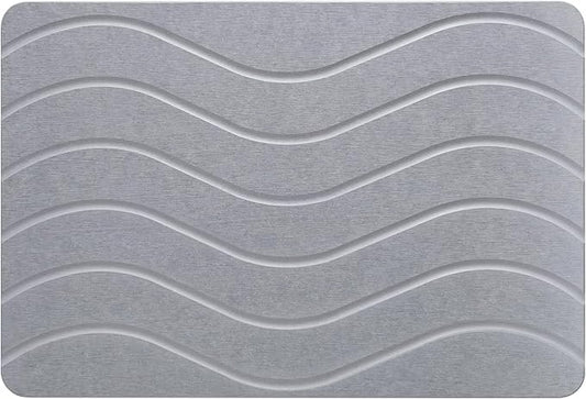 Absorbent Stone Bath Mat, Diatomaceous Earth Shower Mats, Non-Slip Water Absorbing Diatomite Stone Mat for Bathroom Floor, Quick-Drying Easy to Clean (23" x 16" Gray)