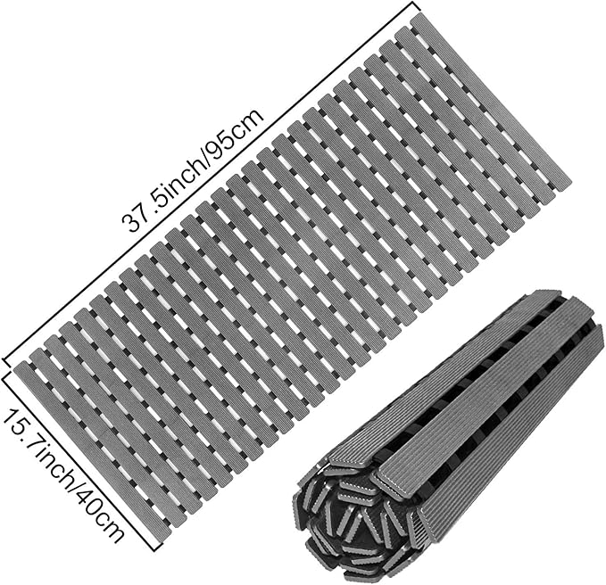 MBOSS Bathtub Mat Non Slip, Shower Mat for Inside Shower, Suction Cups Design and Drain Holes, 37.5 X 15.7 Inch, Bathroom Essentials Safe, Easy to DIY Cut, Soft and Eco-Friendly Materials