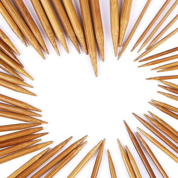 Double Pointed Knitting Needles Set,55 Pcs Carbonized Bamboo Knitting Needles Kit,Short 13cm/5.1in (2.0mm-5.0mm),with Small Tools,Straight Wooden Needles for Beginners,Sock,Handmade Weave DIY Lover