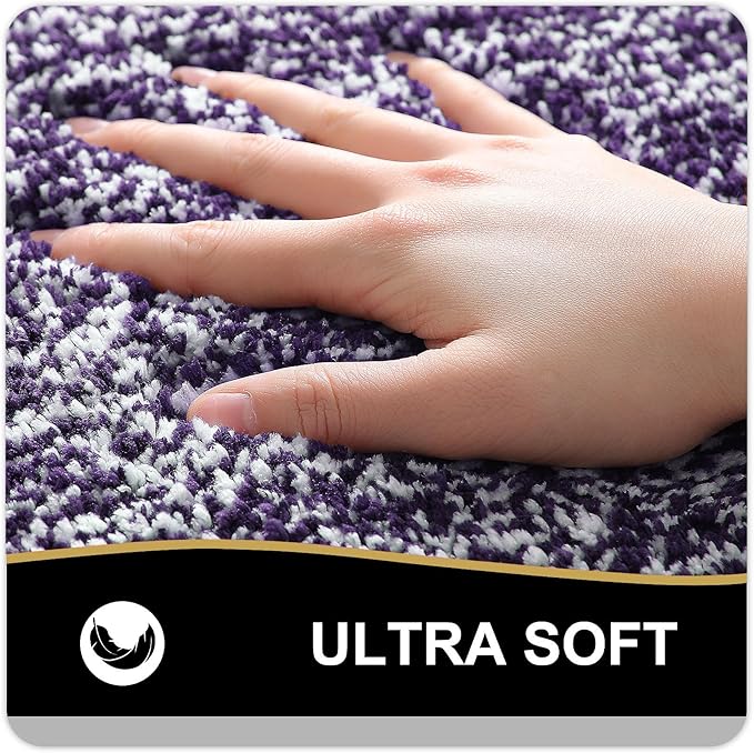 OLANLY Bathroom Rugs 30x20, Extra Soft and Absorbent Microfiber Bath Mat, Non-Slip, Machine Washable, Quick Dry Shaggy Bath Carpet, Suitable for Bathroom Floor, Tub, Shower (Medium, Purple)