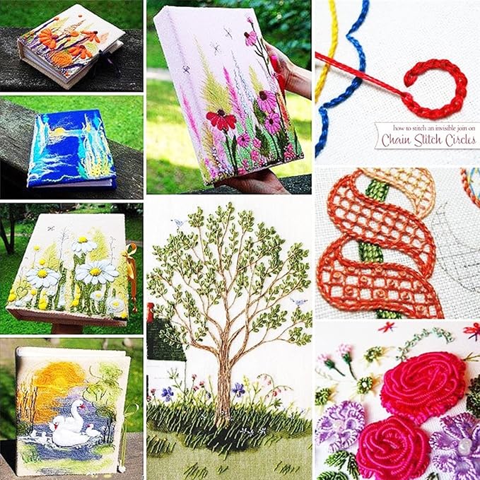 Dimensean 36 Pcs Embroidery Threads Rainbow Embroidery Floss Cross Stitch Cotton Floss Skeins Hand Craft Premium Rainbow DIY Sewing Tool Multiple Colour