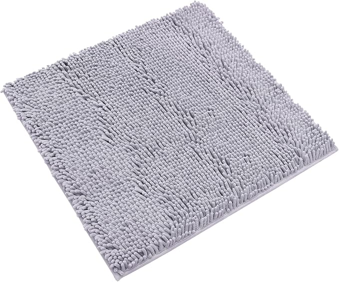 Non-Slip Bath Rug,Extra Soft Microfiber Bedroom Shag Carpet with Anti-Slip Backing,Water/Dust Absorbent Fast Dry Shower Mat,Sound Insulated Stairs Pad,Machine Washable (Grey,24 x 24 Inches)