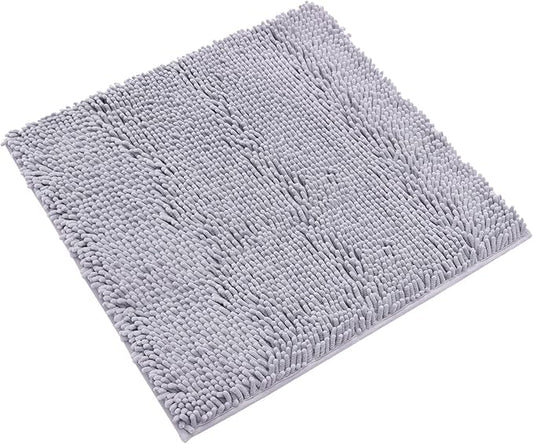 Non-Slip Bath Rug,Extra Soft Microfiber Bedroom Shag Carpet with Anti-Slip Backing,Water/Dust Absorbent Fast Dry Shower Mat,Sound Insulated Stairs Pad,Machine Washable (Grey,24 x 24 Inches)