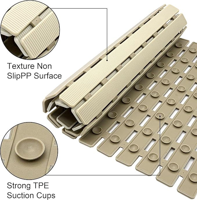 MBOSS Bath Tub Shower Mat Non Slip Bathtub Mats for Bathroom Shower Floor Mat Bath Mats for Shower Tub Anti Slip Shower Mat with Drain Hole and Large Suction Cups