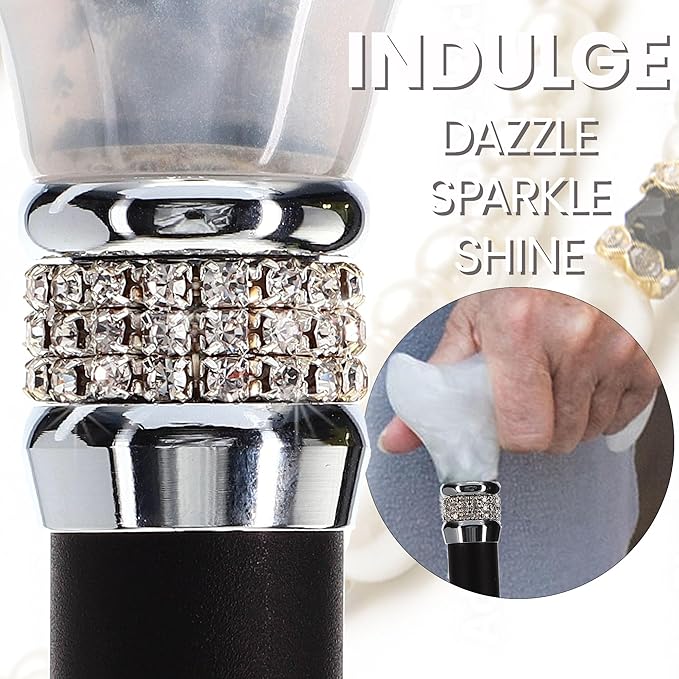 Royal RC Canes Stylish Walking Sticks – Rhinestone Collar Designer Adjustable Canes Colorful – Best Gift for Men and Women Light Weight Aluminum Shaft & Safe to Walk