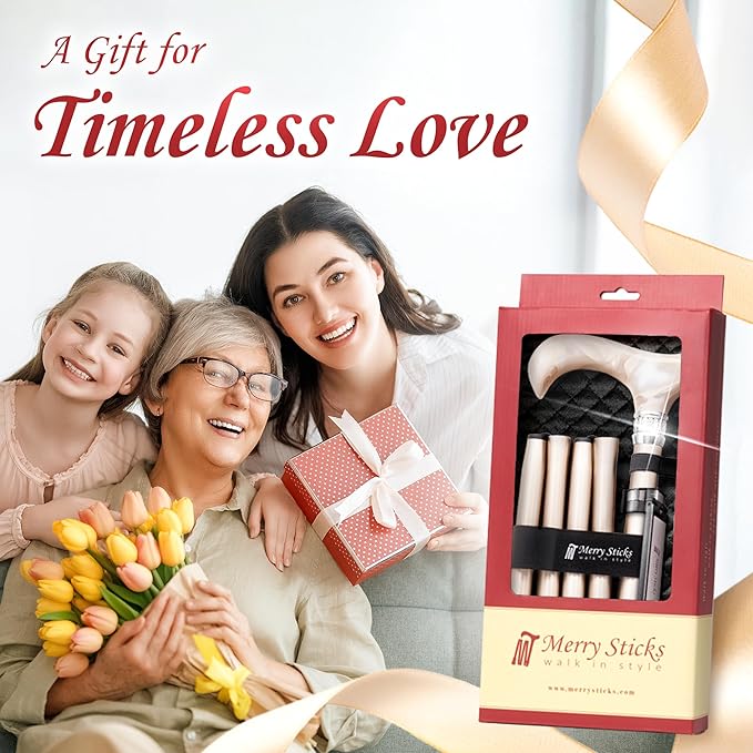 [Combo] Merry Sticks Lightweight Foldable Walking Canes for Women and Men, Adjustable & Collapsible Walking Stick for Seniors, Includes A Cane Bag & A Smart Reflective Cane Holder