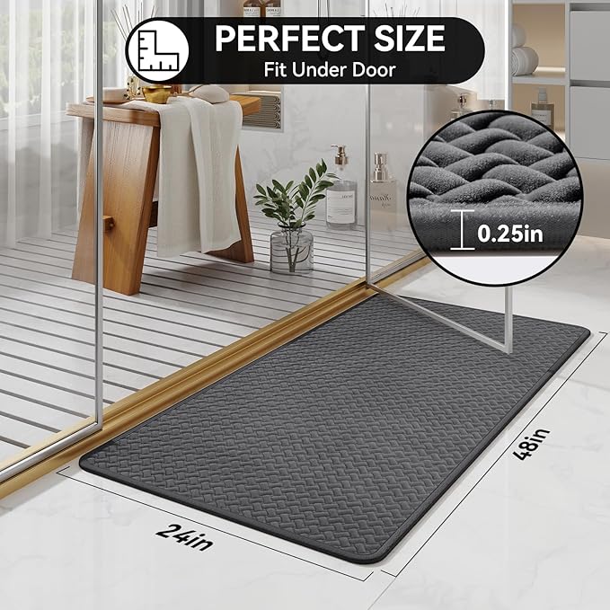 Bathroom Rugs Non Slip, Extra Soft Absorbent Quick Dry Bath Mats, Foam Weave Texture Thin Bath Rugs Washable with Rubber Backing, 24" x 48“