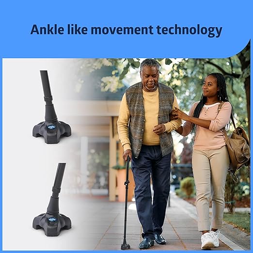 Medline TriGlide Folding Cane, Mimics Ankle Movement, Adjusts 32-37", 350 Ibs. Capacity, Black - For Seniors & Adults While Walking, Balance, Mobility Aid