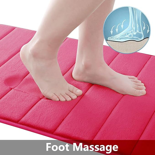 Buganda Memory Foam Bath Mat, 60" x 24", Ultra Soft and Non-Slip Bathroom Rugs, Water Absorbent and Machine Washable Bath Rug Runner for Bathroom, Shower, and Tub, Deep Pink