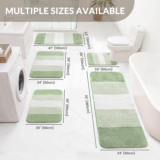 Exclusivo Mezcla Bathroom Rugs Mat 24x36, Extra Soft Non Slip Absorbent Water Microfiber Bath Rugs, Machine Washable Quick Dry Bath Mats for Bathroom Floor, Shower, Home Decor, Gradient Green