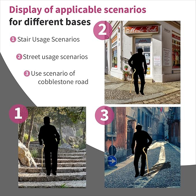 LIXIANG Walking Canes Stablize Women Quad Canes for Seniors & Adults Foldable Adjustable for Men & Women Heavy Duty Freestanding Cane for People with Leg Injuries 3 footings