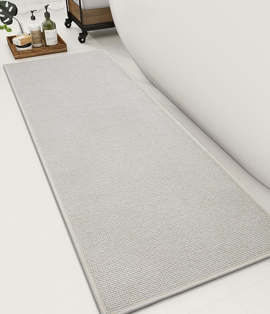 YIHOUSE Bathroom Rugs Mat 16x47, Non Slip Quick Dry Bath Mats for Bathroom Absorbent Ultra Thin Bath Rugs Machine Washable Fit Under Door for Sink, Cabinet, Laundry (Beige, 16"x47")