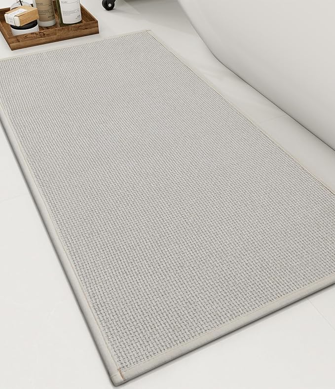 YIHOUSE Bathroom Rugs Mat 16x32, Non Slip Quick Dry Bath Mats for Bathroom Absorbent Ultra Thin Bath Rugs Machine Washable Fit Under Door for Sink, Cabinet, Laundry (Beige, 16"x32")