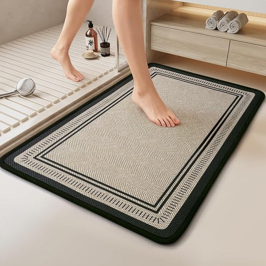 24"×35" Non Slip Bath Mat with Rubber Backing, Absorbent Quick Dry Bath Mats Washable, Low Pile Bathroom Rugs Fit Under Door for Bathroom Floor, Shower and Sink, Brown