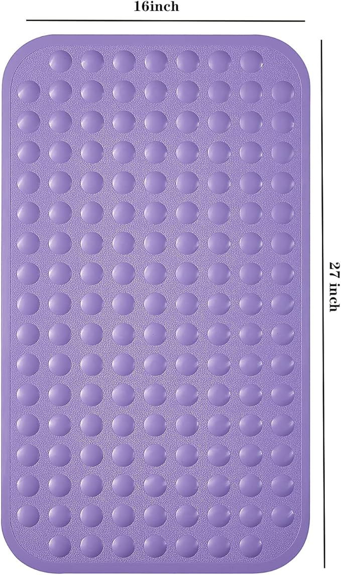 Yanzifly Bathtub Mat Non Slip Bath Mat for Tub Silicone Soft Bath Tub Mat Non Slip Shower Mats, Suction Cups Bath Tub Anti Slip Matt for Family Use, Machine Washable- Purple