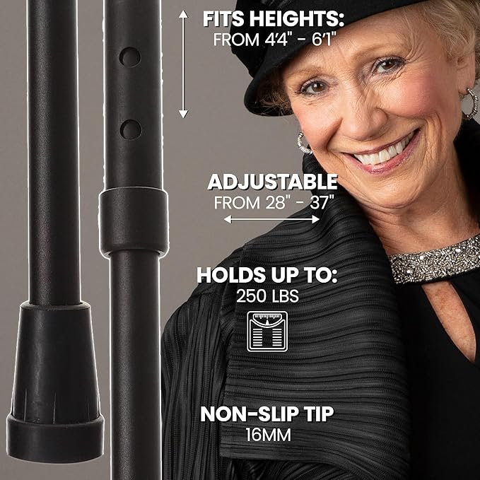 Royal RC Canes Stylish Walking Sticks – Rhinestone Collar Designer Adjustable Canes Colorful – Best Gift for Men and Women Light Weight Aluminum Shaft & Safe to Walk