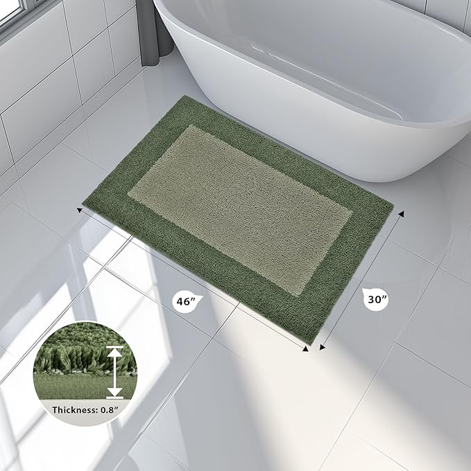 Bathroom Rugs 30" x 46", Non-Slip Extra Soft Absorbent Bath Rugs, Machine Washable Quick Dry Bath Mats for Bathroom Floor, Shower, Bathtub and Sink, Sage Green & Budding Green