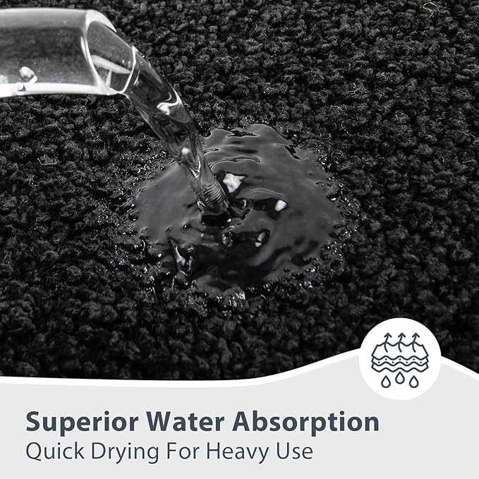 Bathroom Rugs 24" x 60", Non-Slip Extra Soft Absorbent Bath Rugs, Machine Washable Quick Dry Bath Mats for Bathroom Floor, Shower, Bathtub and Sink, Black