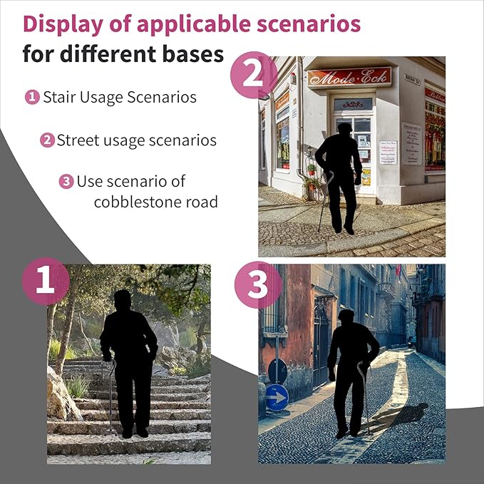 LIXIANG Walking Canes Stablize Women Quad Canes for Seniors & Adults Foldable Adjustable for Men & Women Heavy Duty Freestanding Cane for People with Leg Injuries 3 footings