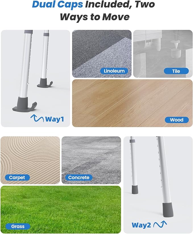 Folding Walkers for Seniors, Adjustable Width & Height, Standard Walkers with Basket, 2 Skis, 5” Front Wheels, Lightweight Walkers for Elderly & Disabled, Thickened Aluminum Adult Walker