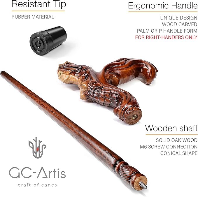 Luxury Handmade Wooden Walking Cane – Premium Carved Solid Wood, Ergonomic Comfort Grip, Designer Canes for Men & Women, Elegant Fashionable Walking Stick 36