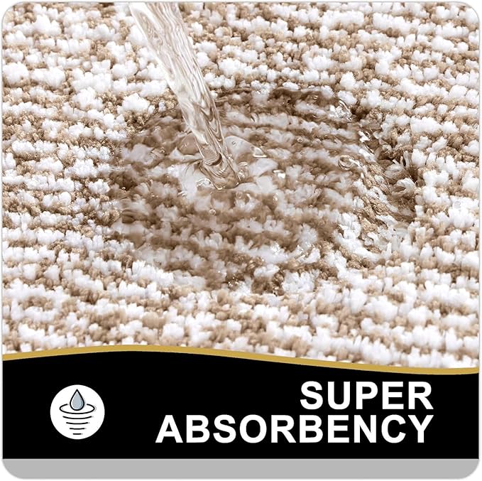 OLANLY Bathroom Rugs 30x20, Extra Soft and Absorbent Microfiber Bath Mat, Non-Slip, Machine Washable, Quick Dry Shaggy Bath Carpet, Suitable for Bathroom Floor, Tub, Shower (Medium, Tan)