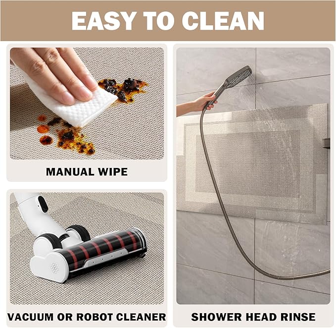 Non Slip Bath Mat, Rubber Backing Ultra Thin Bathroom Rugs Fit Under Door Quick Dry Super Absorbent Washable Bath Rug Shower Mat for Bathroom Floor Bathtub Shower Sink, Easy Care Beige 24"x 35"